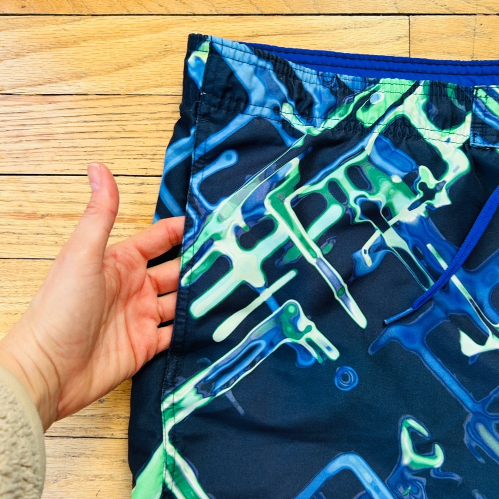 Nike Men L Circuit Board Print Board Shorts Blue Neon Green 9.5" - Picture 6 of 11
